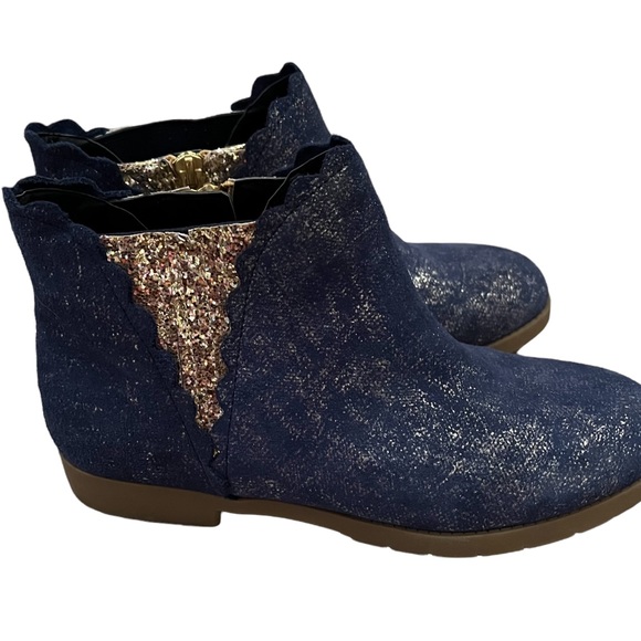 Lands’ End Blue/Gold Scalloped Booties Girls Size 5M - Picture 4 of 13